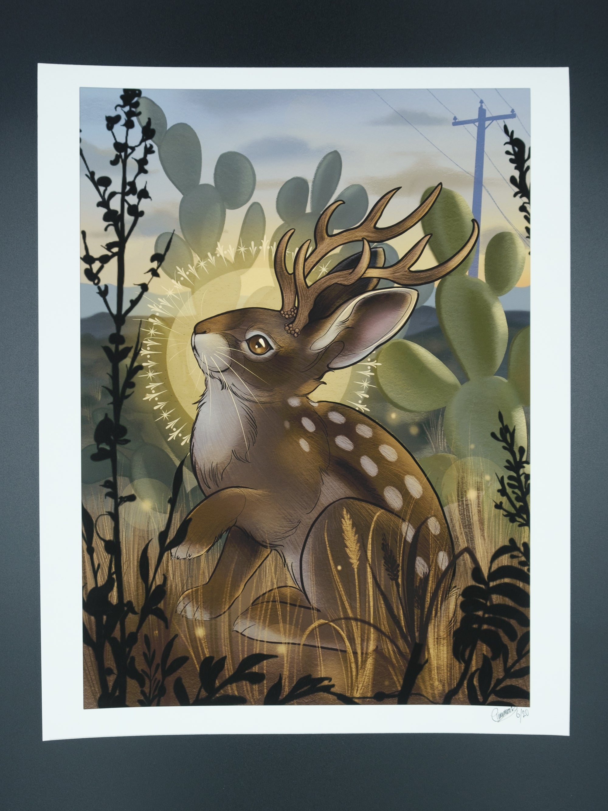 Art print featuring Jackalope design made by tattoo artist Charlotte Timmons