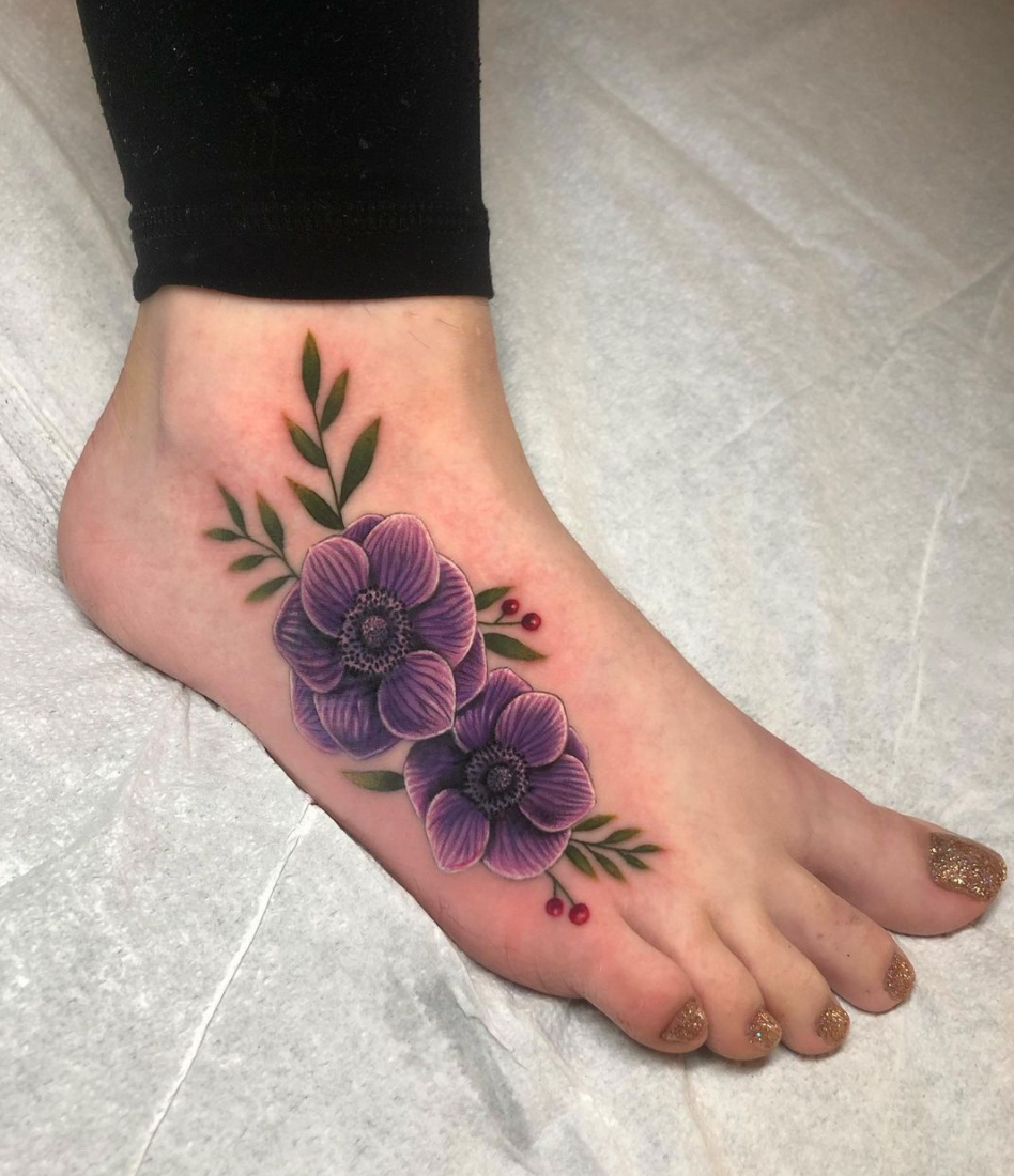 Art Immortal Tattoo : Tattoos : Flower : Foot flowers