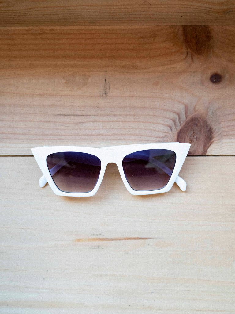 Diana Oversized Cat Eye Sunglasses White at GritNGlory at GritNGlory