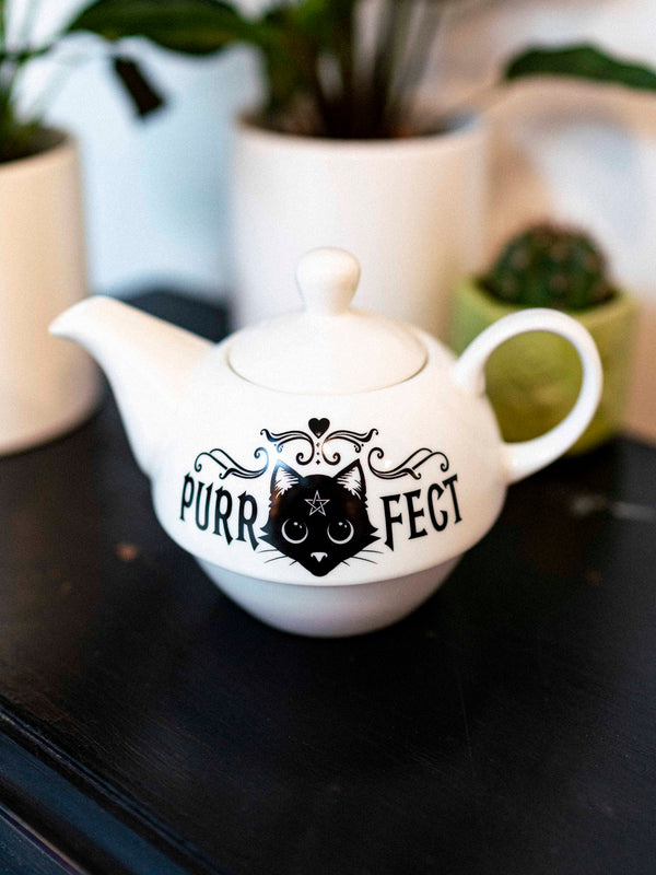 Purrfect Brew Tea-For-One Tea Pot Set, Black Cat