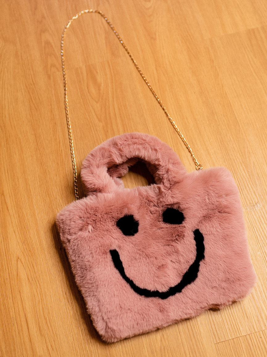 Smiley Face Fuzzy Handbag