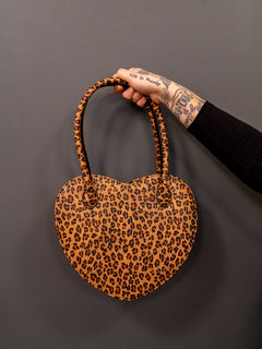 Leopard Printed Leather Round Bag Circular Bag Moon Shape 