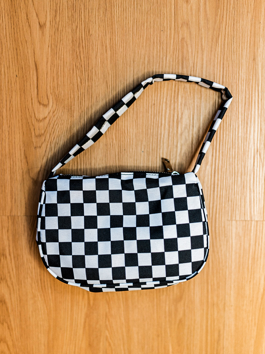 White hot sale checkered purse