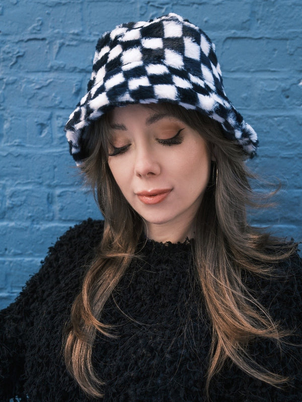 Black and white sales checkered hat